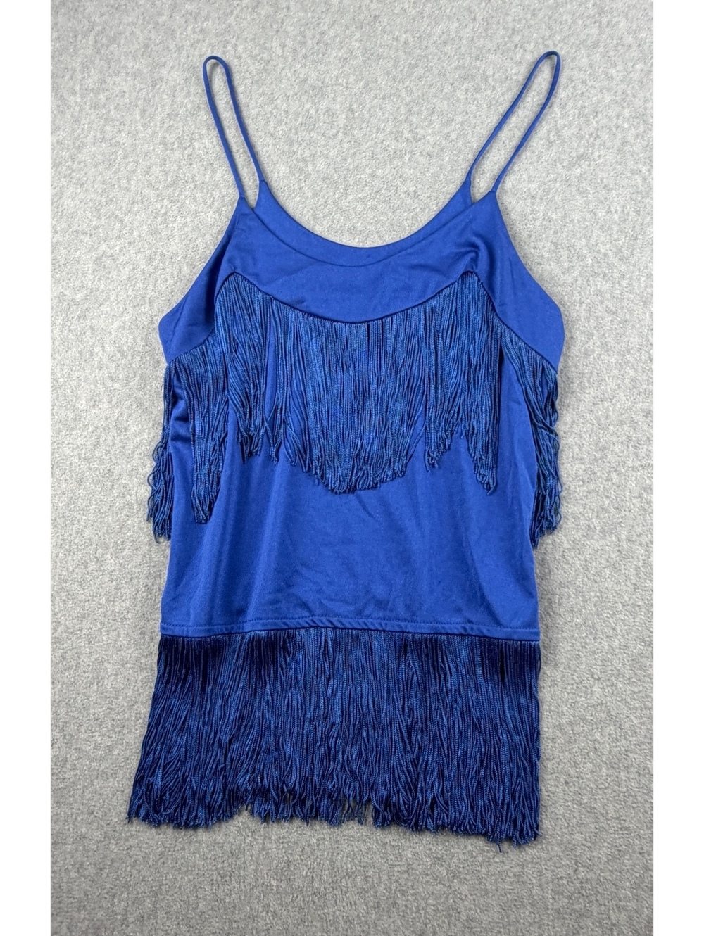 Vintage Blanche Ralph Montenero Blue Fringe Cami Tank Top Festival XP